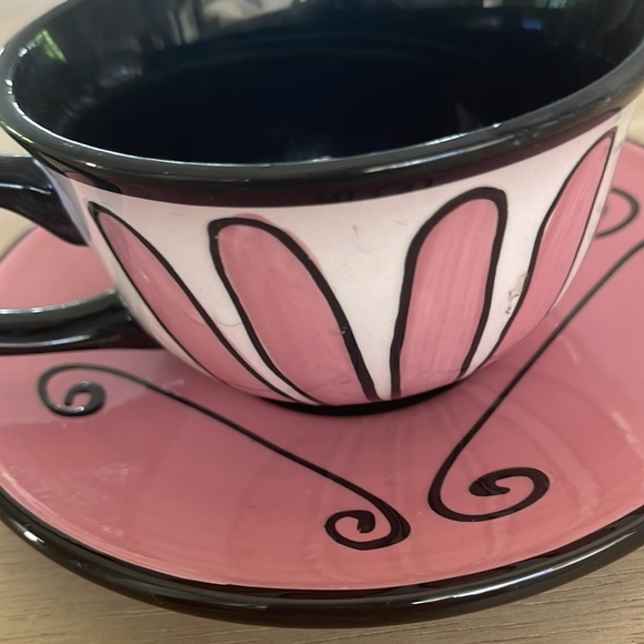 Fitz and Floyd Kitchen Fitz And Floyd Pink Cup And Saucer Gourmet